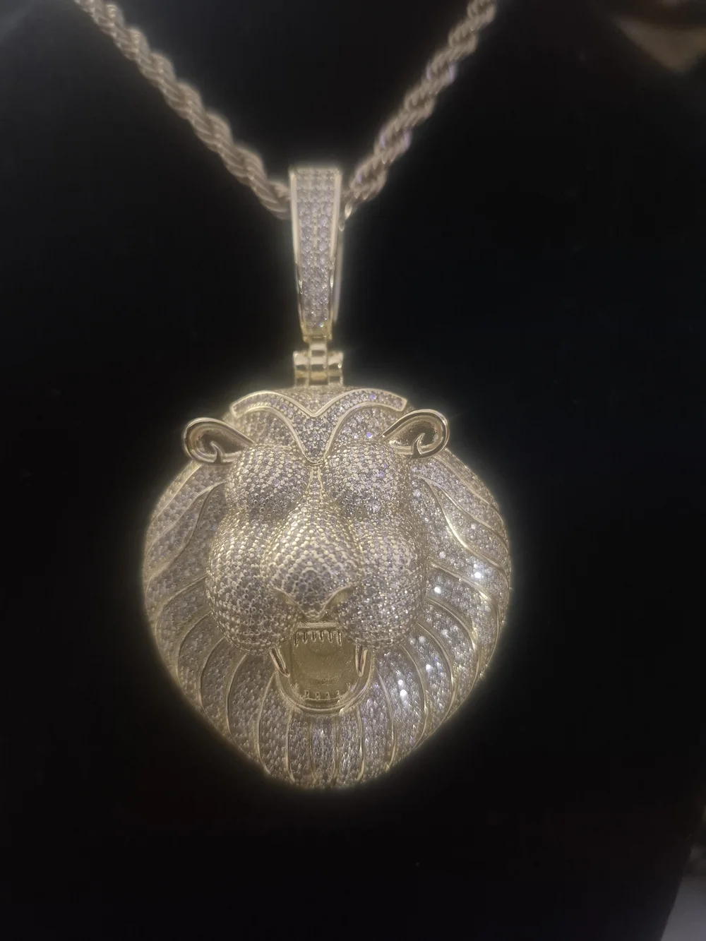 Gold Lion Head Pave Pendant